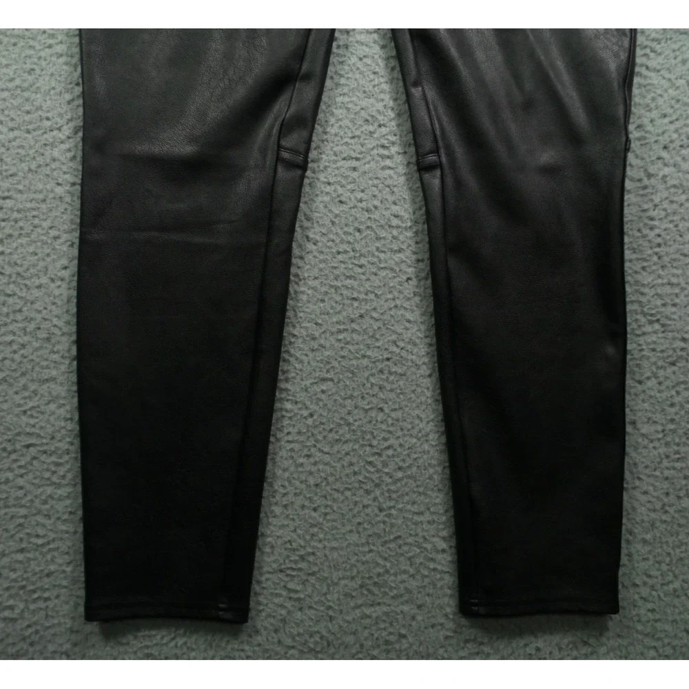 Spanx Pants Womens Size Large Black Faux‎ Leather Like Skinny Stretch High Rise